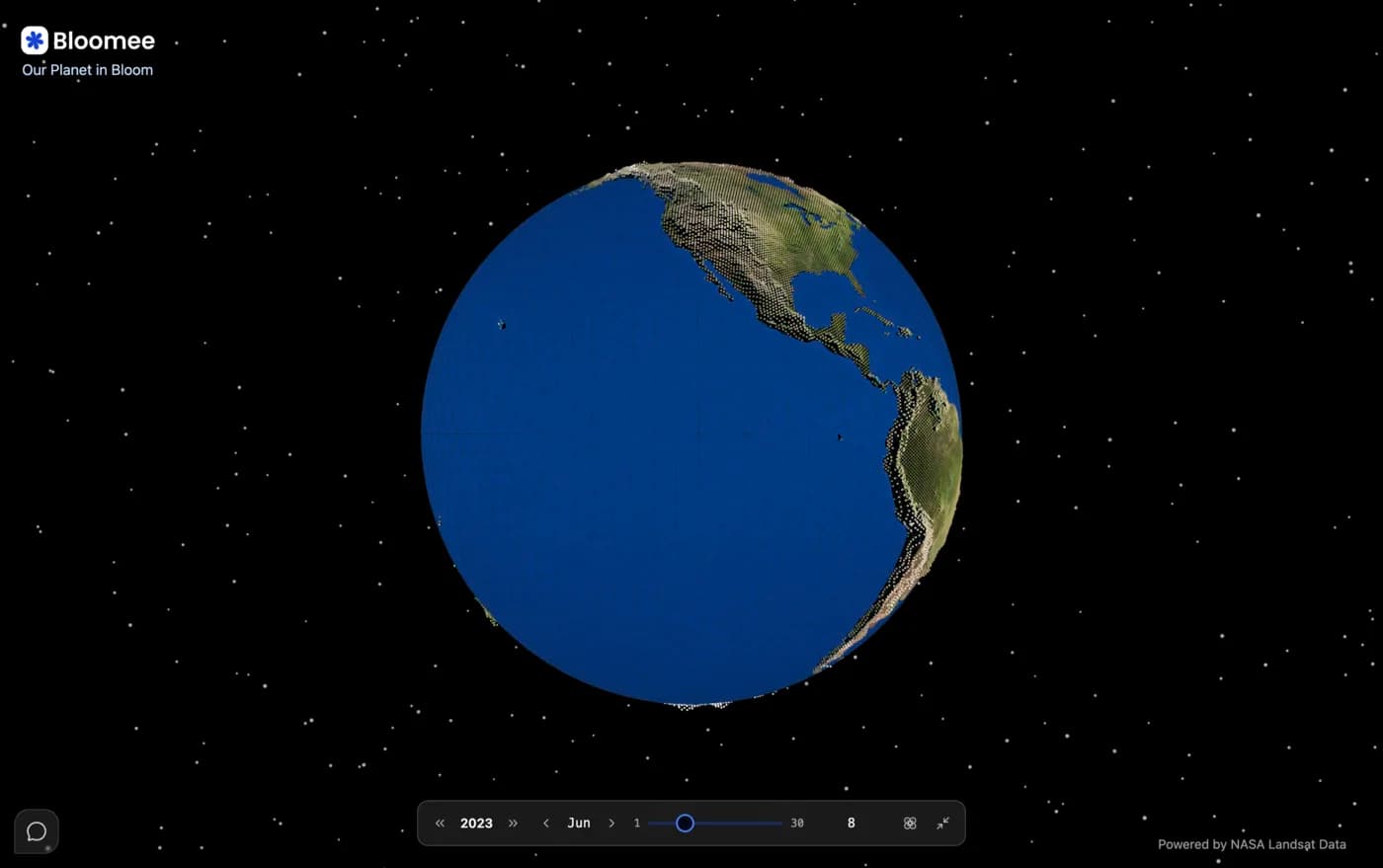 Bloomee earth bloom visualization screenshot